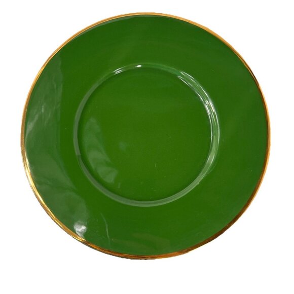 Lenox Holiday Gems Emerald Green 12" Plate Charger Gold Rim - Picture 1 of 5